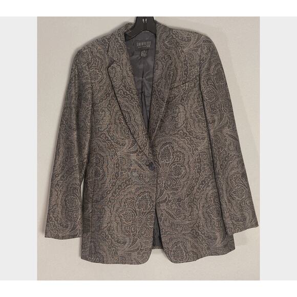 Lafayette 148 Silver Gray Blazer Jacket Paisley Print Classic & Refined ~ Sz 6 - Picture 8 of 10